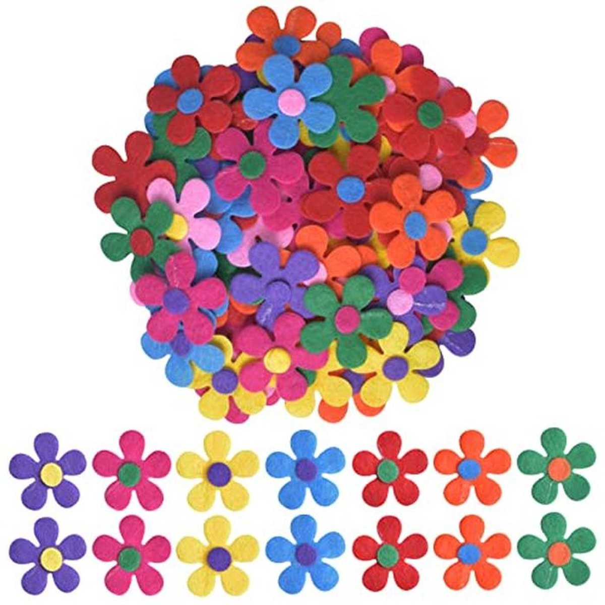 100 stuks vilten bloemen voor knutselen - Kleurige stoffen bloemen voor DIY-projecten