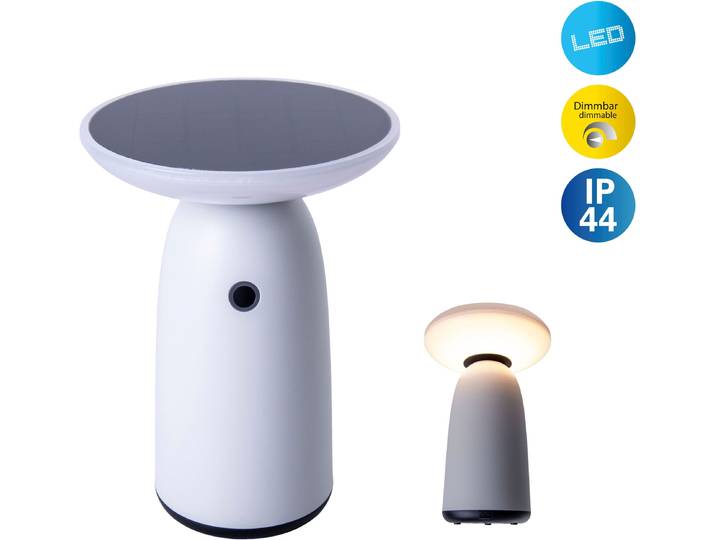LED Solarleuchte NÄVE Ada , weiß, H:22,5cm Ø:16cm, Leuchten, LED Solarleuchte, Stufenweise dimmbar, inkl. USB-C-Kabel (+ Batterien=