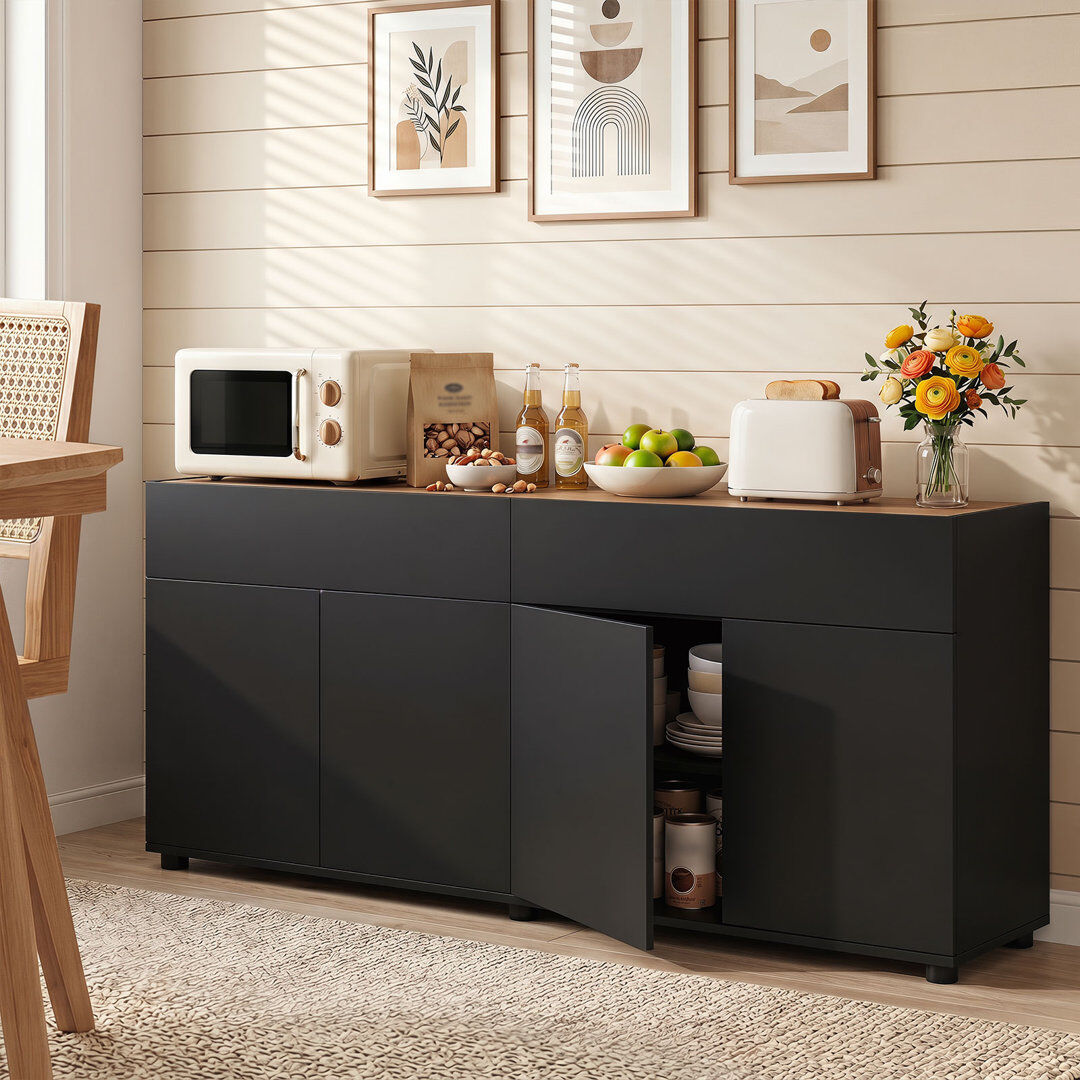 Metro 160cm Sideboard Black 70cm H X 160cm W X 34.5cm D