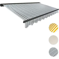 Elektrische Kassetten-Markise T122, Vollkassette Volant 4x3m ~ Polyester Grau/Weiß, anthrazit