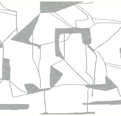 Antonina Vella Abstract Geo White & Silver Wallpaper