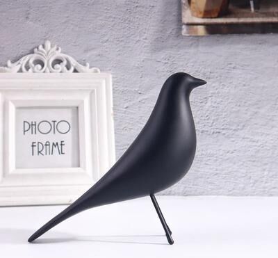 Uplift Essentials Nordic Minimalist Bird Sculpture Modern Resin Art Artwork For Office, Living Room & Bedroom Decoration black B