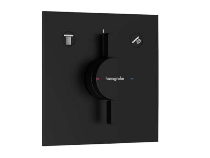 hansgrohe DuoTurn E - Mitigeur de douche encastré\, Robinet douche carré 2 sorties\, Mitigeur monocommande pour iBox universal 2\, Noir mat\, 75417670
