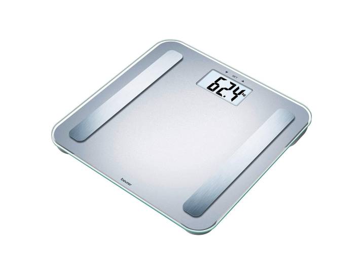 Beurer Körperanalysewaage, Hellgrau, Glas, 3.5x32.8x31.5 cm, ISO 9001, LCD-Display, automatisches Ein-/Ausschalten, automatische Benutzererkennung, hohe Tragkraft, Touch-Sensor, kabellos, Freizeit & Co, Wellness & Gesundheit, Gesundheit