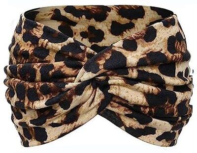Inspired Deals Wide Yoga Headband For Women Sweat Wicking Elastic Cross Sports Headband For Running Gym And Fitness leopard Print