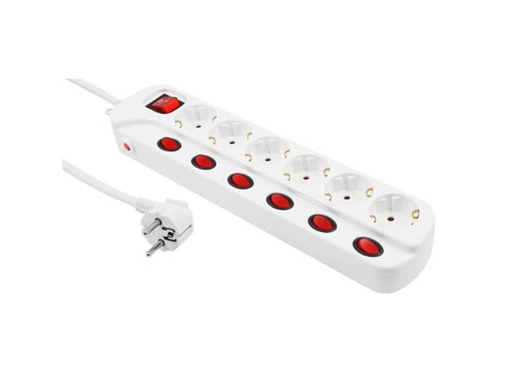 Tafelcontactdoos met totale & individuele schakeling 6-voudig