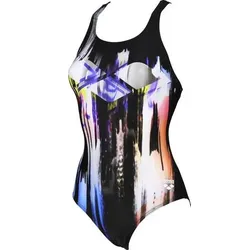 ARENA Damen Sport Badeanzug Colour Bleeding, Größe 38 in Bunt Bunt