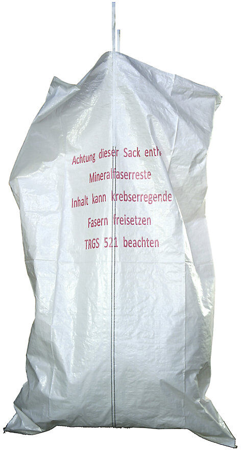 kaiserkraft PP-Bändchengewebesack, Volumen 960 l, BxH 1400 x 2200 mm, beschichtet, mit Hebeschlaufen, für mineralfaserhaltige Dämmstoffe, VE 40 Stk