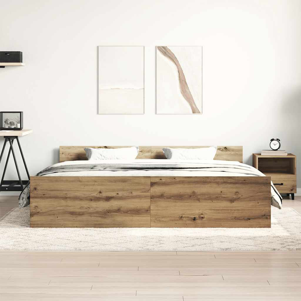 17 Stories Marlow Home Co. Bed Frame With Headboard And Footboard Artisan Oak Single (3')