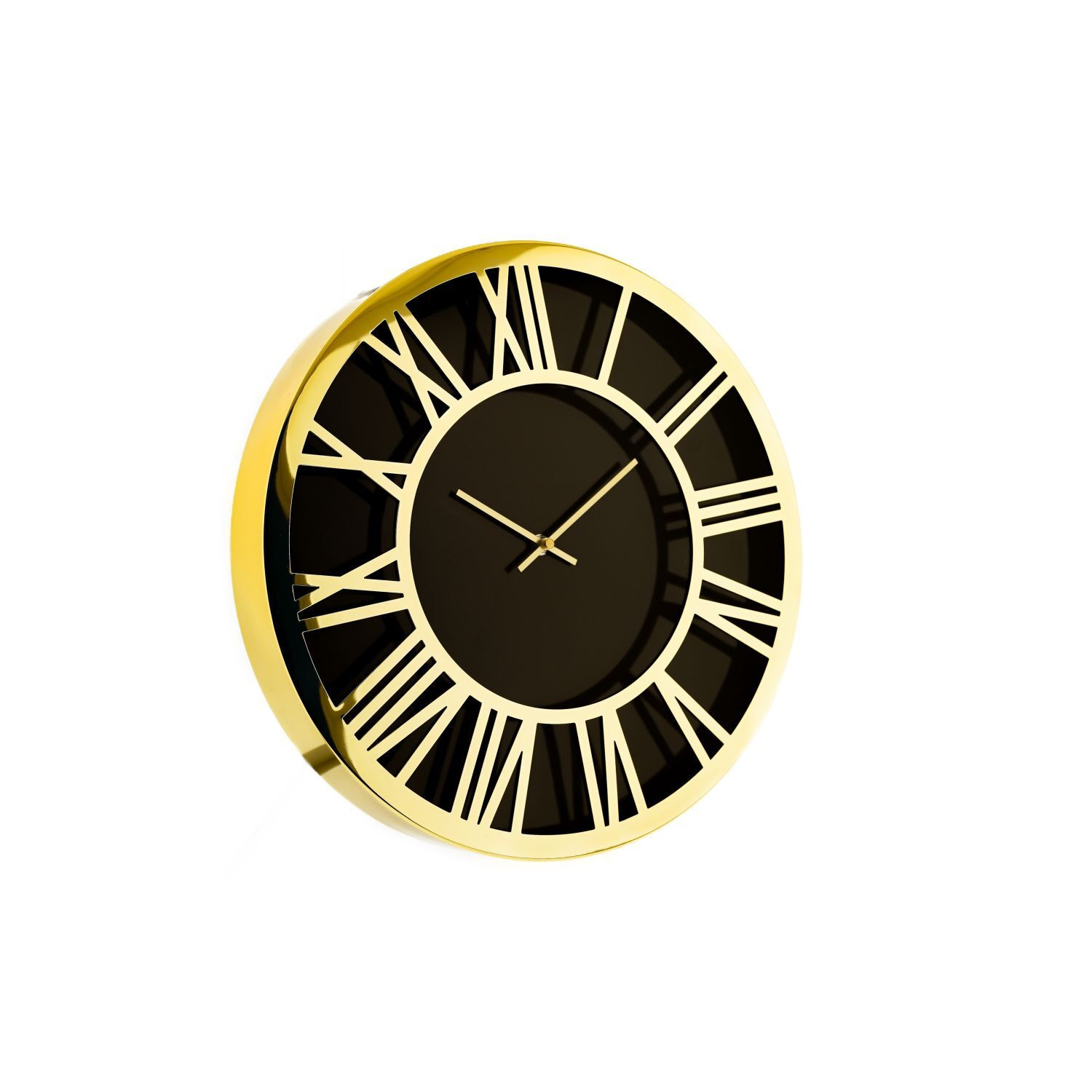 Almina wandklok met Romeinse cijfers, zwart/goud, diameter: 40 cm
