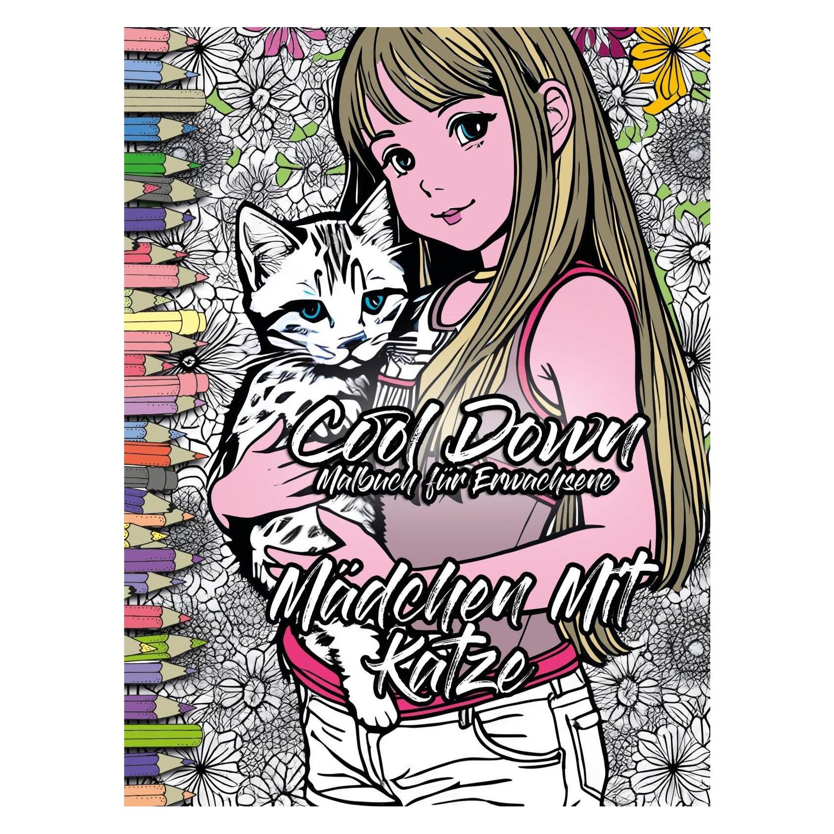 Herpers Cool Down | Malbuch für Erwachsene: Mädchen mit Katze (Deutsch, Softcover, York P Herpers) (56951953)