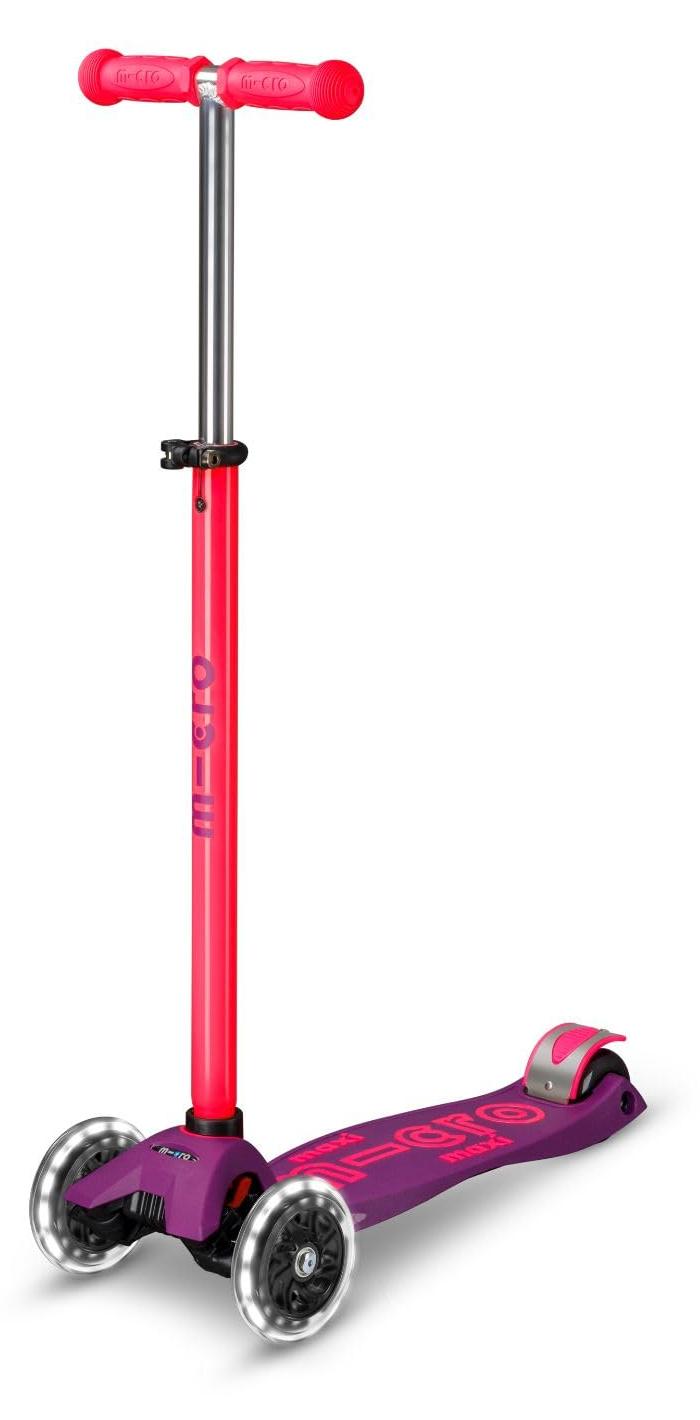 Kinderroller, 3 Räder, Neonorange, LED, höhenverstellbar