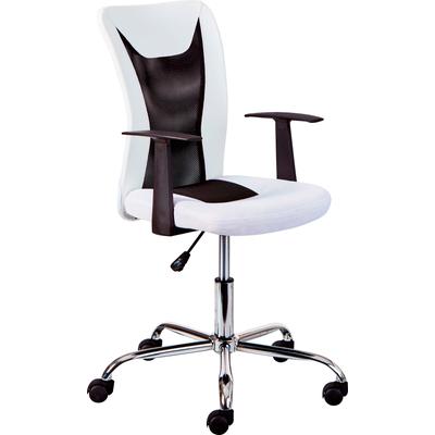 Drehstuhl INTER LINK "Donny, Kinderdrehstuhl, ergonomisch, höhenverstellbar", weiß (grau), B:55cm H:85cm T:54,5cm, Kunstleder, Stühle, Drehstuhl, Kinderbürostuhl mit rollen und Armlehnen, Drehstuhl 360 drehbar