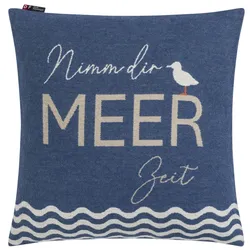 David Fussenegger Kissenhülle Nova 'Nimm dir Meer Zeit' 50 x 50 cm Marine- Blau #