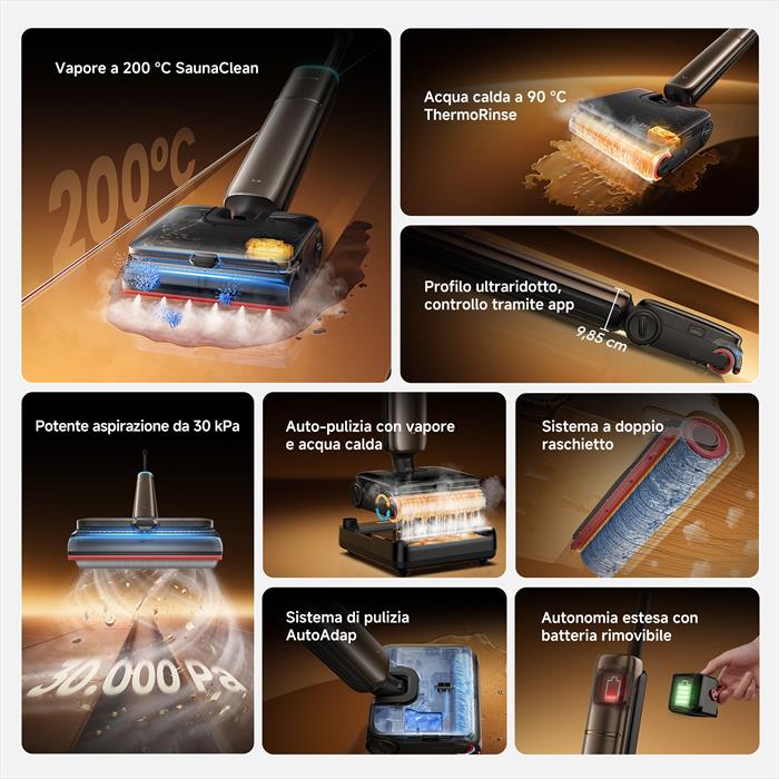 DREAME Lavapavimenti T16vim Pro Steam Wet&dry-nero