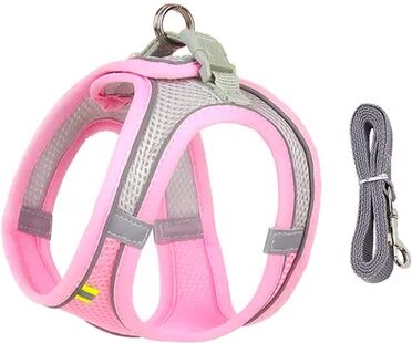 Discount Dollar Deals Adjustable Puppy Harness Set, Dog Accessories, French Bulldog, Chihuahua, Pet Leash, Dog Collar, Cat Harness Vest pink xs