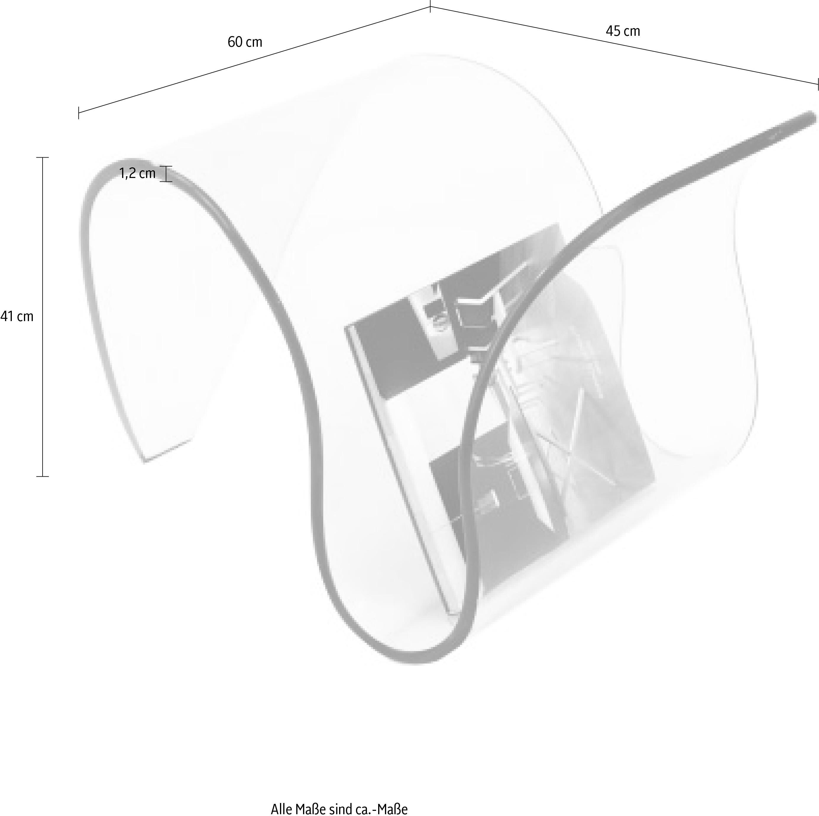 Beistelltisch PAROLI, transparent (klarglas), B:60cm H:41cm T:45cm, Tische, Beistelltisch klarglas B/H/T: 60cm x 41cm x 45cm