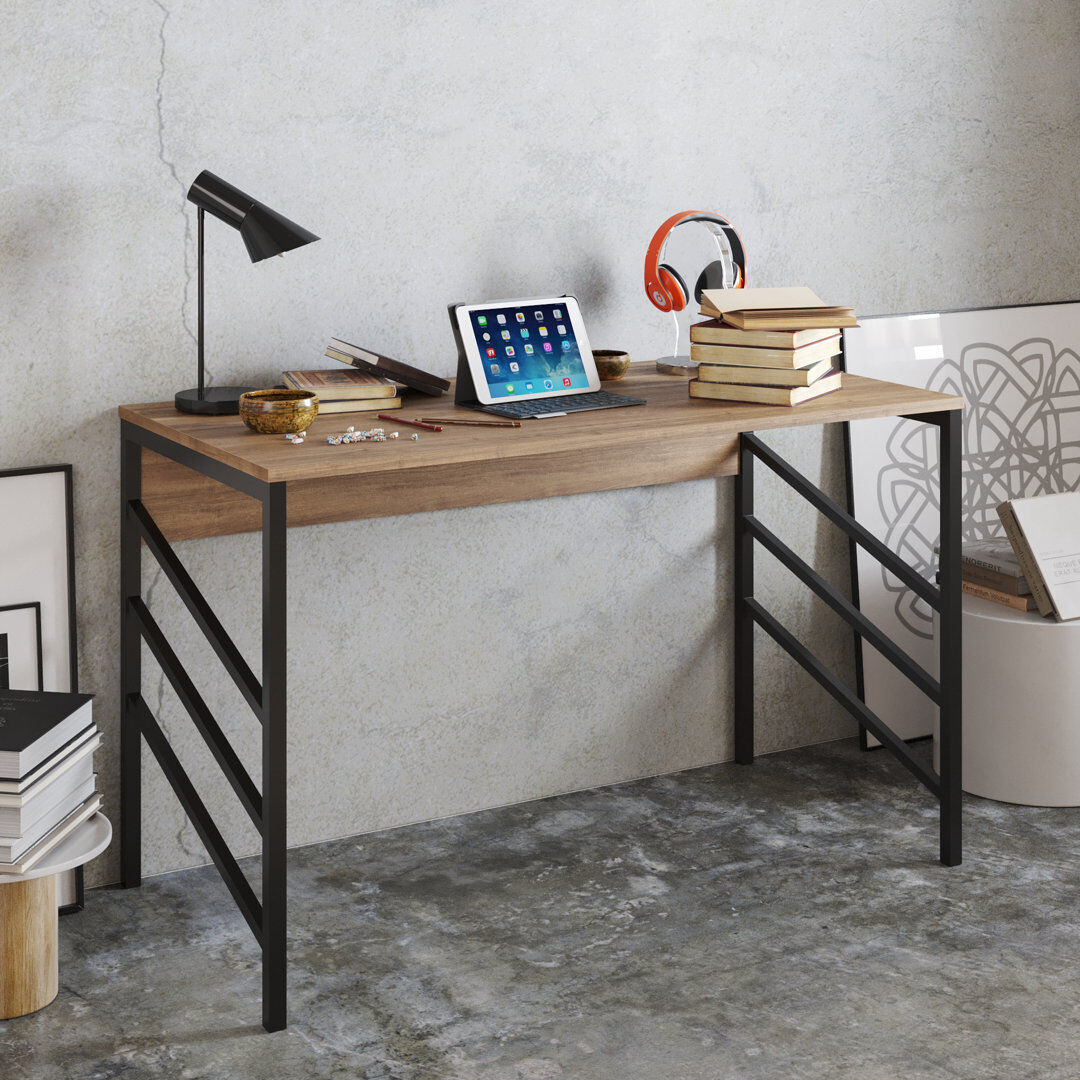 Blue Elephant Tuna 120 cm Computer Desk Walnut/Black 75cm H X 120cm W X 60cm D