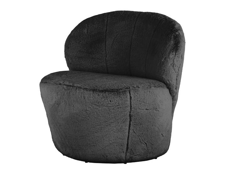 Sessel Mohim Schwarz Kunstfell Bahira 91 x 71 x 91cm