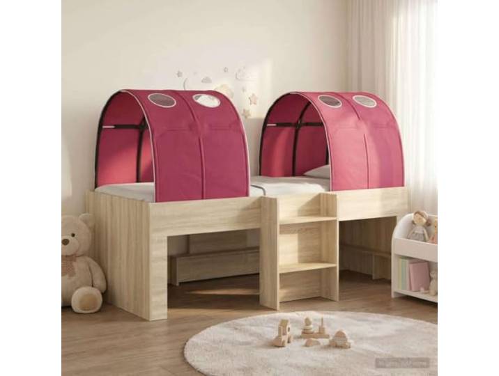 RJPLMFV Bett mit 3 Teilen Sonoma, Rot, Holz Moderner Rahmen, fester Lattenrost, langlebige Struktur, moderner Stil