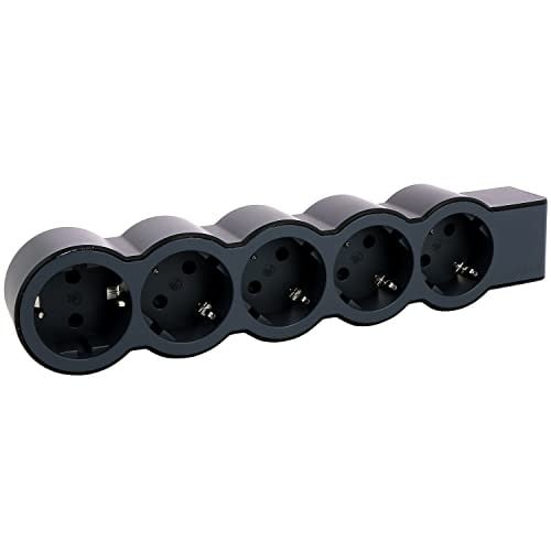Legrand Platte stekkerdoos 5-voudig stopcontact zwart/donkergrijs 694578