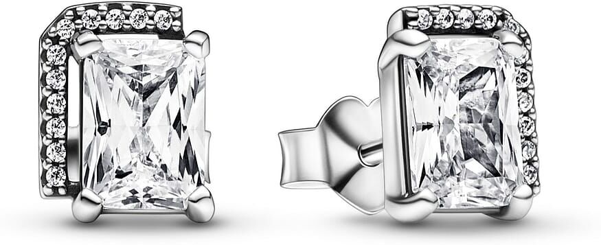 Clous D'Oreilles Pandora Halo Rectangulaire Scintillant Femme