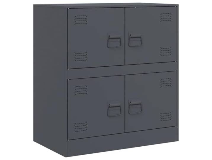 GFMGUEMV Sideboard Anthrazit 67x39x73 cm aus Stahl Kaltgewalzter Stahl, 4 Griffe, pflegeleichte Oberfläche, viel Stauraum, kompakte Größe