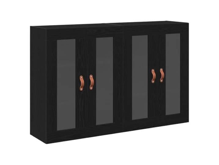 Fisinber Wandschrank 2er Set Schwarz Eichen-Optik 69,5x34x90 cm Moderne Hängeschränke mit Glastüren und Einlegeböden für Wohnzimmer und Schlafzimmer. 2er Set aus Holzwerkstoff.