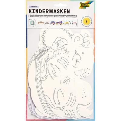 folia Kindermasken Abenteuer zum Ausmalen aus Pappe 6 Stück