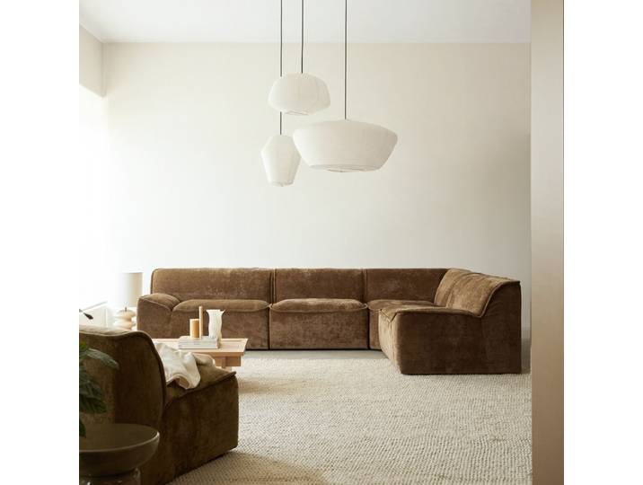 Quinto - Ecksofa aus Stoff in Camel, 5-Sitzer - Hellbraun