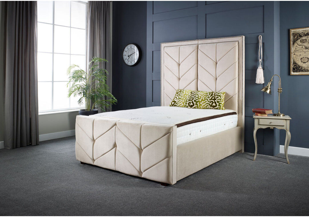 Canora Grey Aminna Upholstered Bed Cream Super King (6')