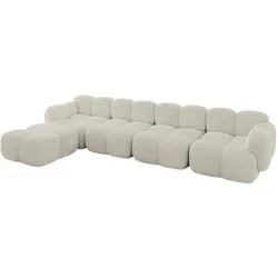 ECKSOFA modulares Sofa Links Miko-L3 390x205x75 Creme Cord