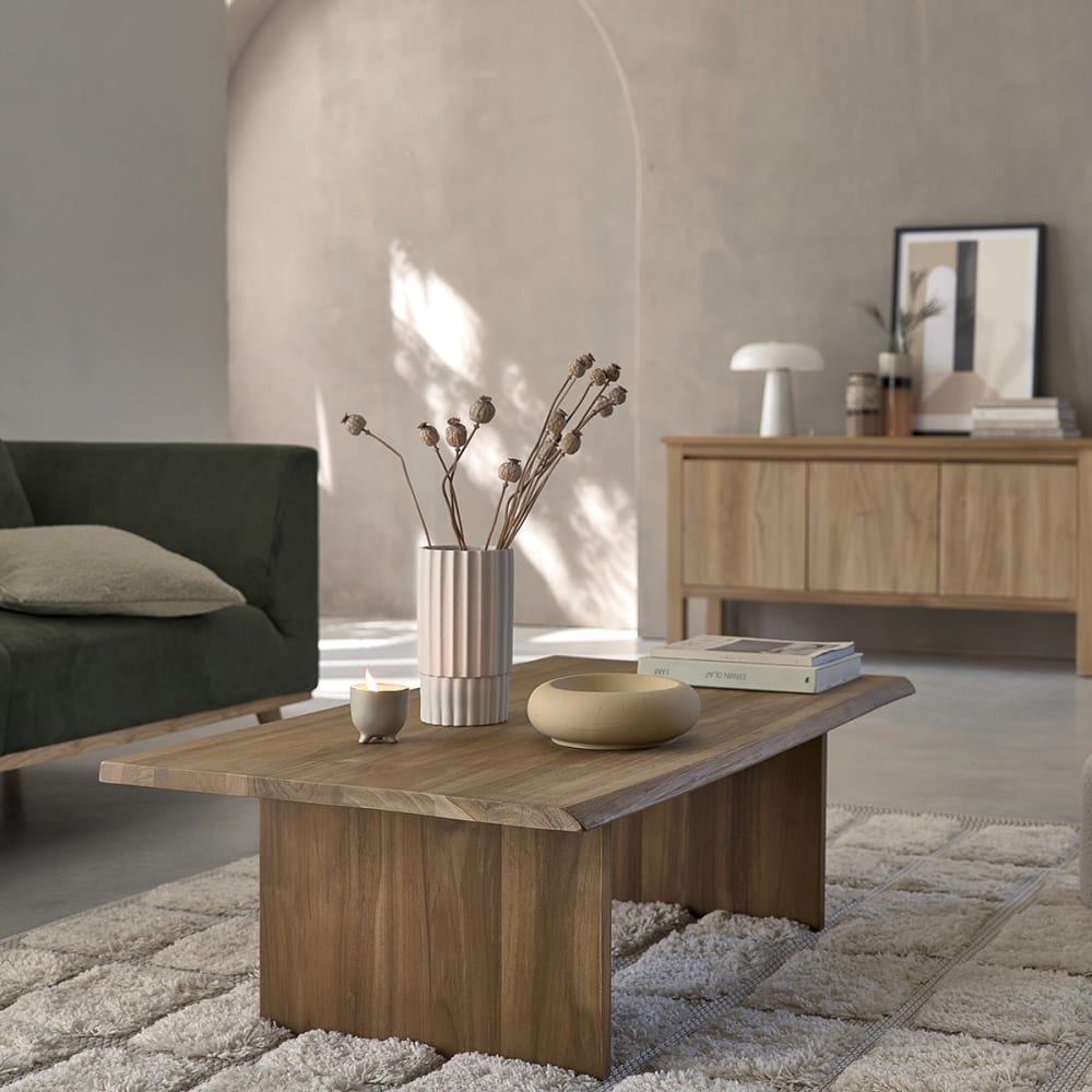 BERAH GETAH Table basse en teck massif Beige 120x37x65cm