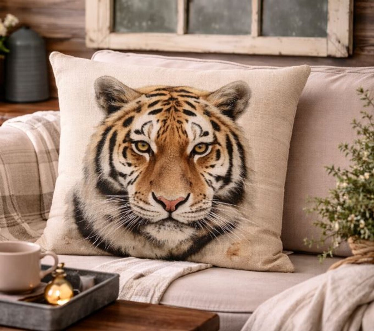 Canvas Wildlife Portraits Kussenhoes Tijger 45 x 45 cm