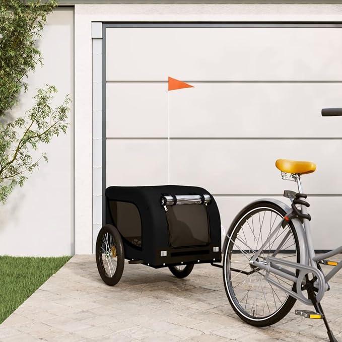 Hundefahrradanhänger Max 45 kg Fahrradanhänger für Hunde Haustier Lastenanhänger Fahrrad Anhänger Transportanhänger Schwarz 136x69x73,5 cm