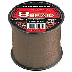 Cormoran Angelschnur Corastrong 8-Braid Super Fast Sinking (dunkelbraun), Dunkelbraun, Ø mm: 0,20 / 2.000 m Länge 2000