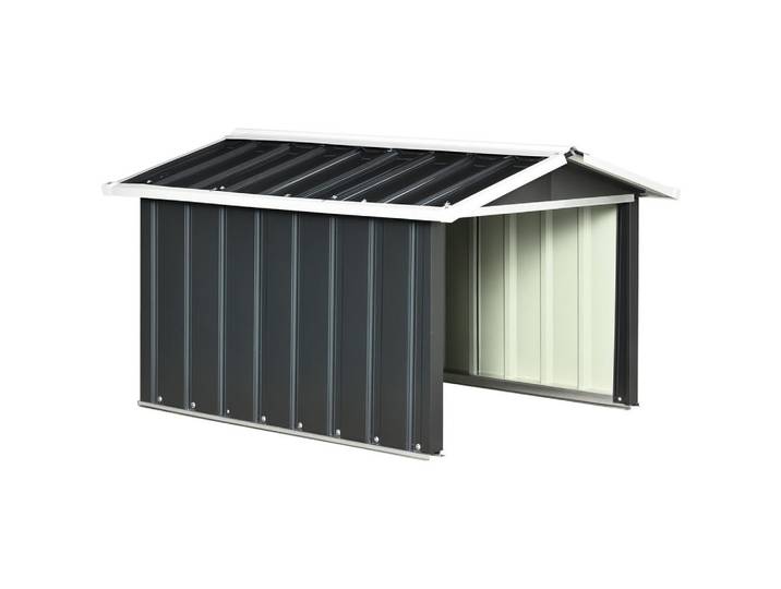 ComfortXL Kleingarage De-13748 mit Überdachung Grau, Metall, 100x63x86 cm, Gartenzubehör, Geräteschuppen