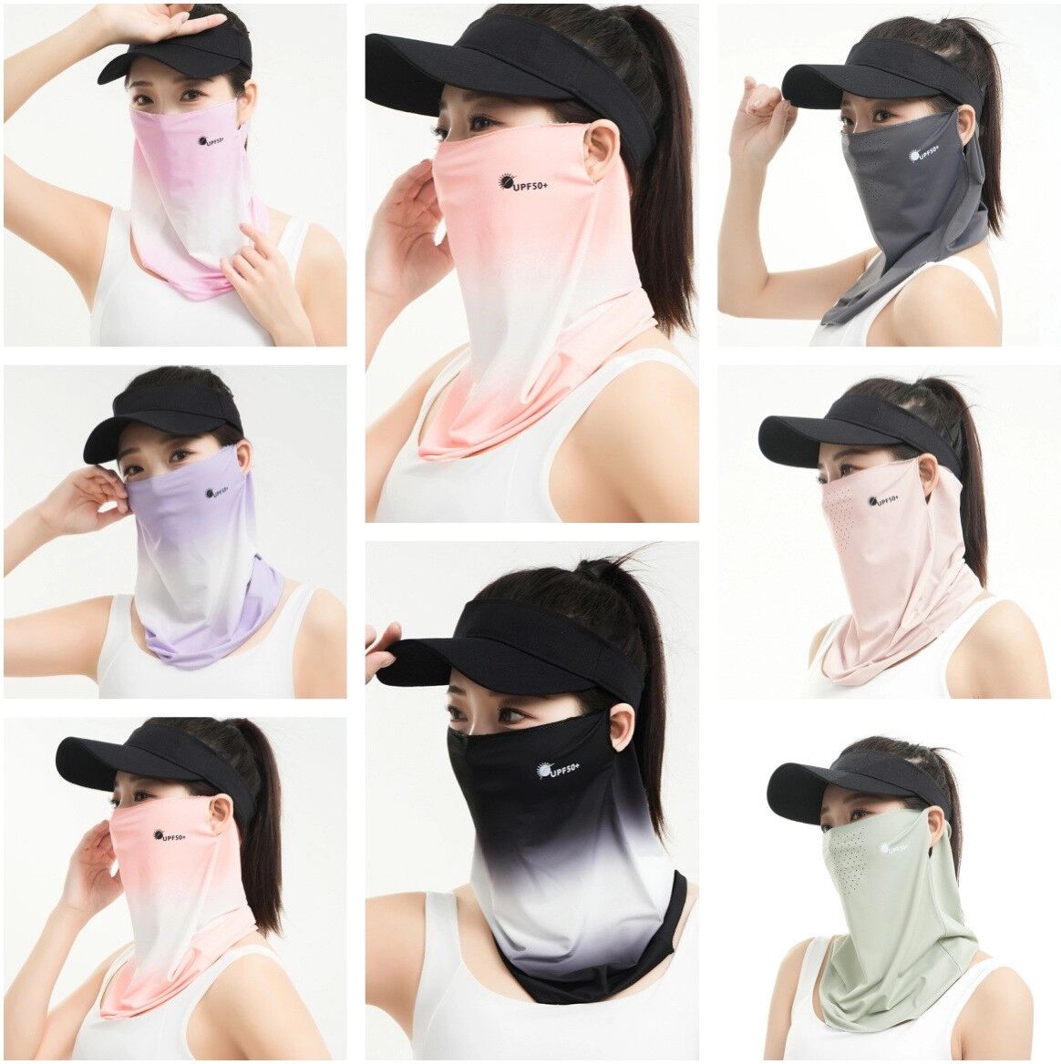 INF Sommer Outdoor Fahrrad-Gesichtsmaske — Kühlendes Nylon mit UPF-Sonnenschutz, Atmungsaktives Mesh und Ohrhaken-Passform Rosa