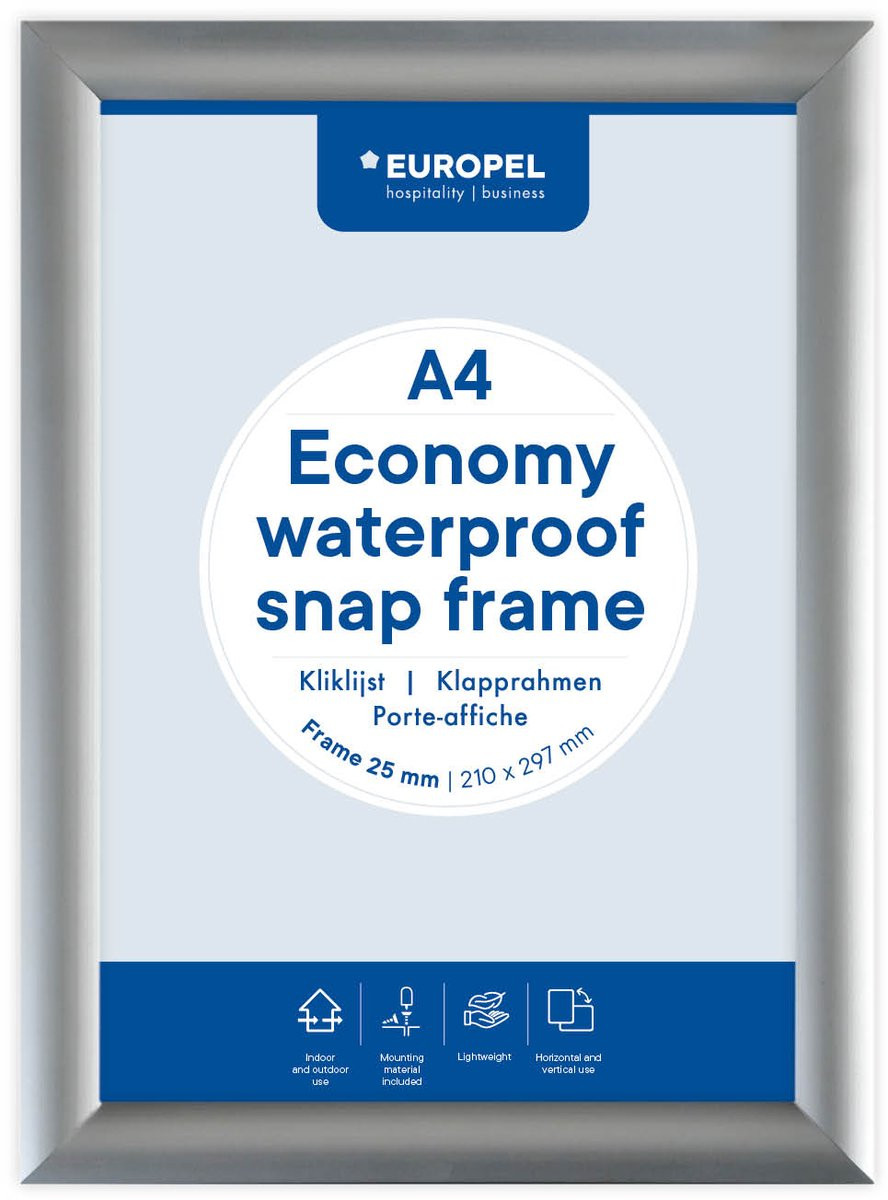 Europel Kliklijst Economy Outdoor A4 Zilver 25 mm
