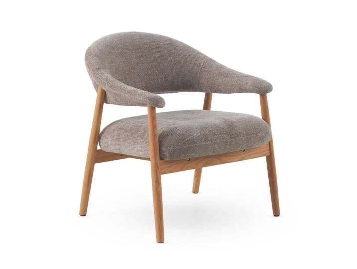 Fauteuil en bois de chêne tapissé en taupe