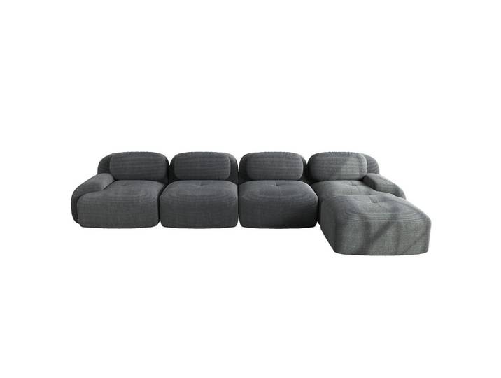 Oxeza Ecksofa 388/178/70 cm Grau Cord mit extra-breiten Armlehnen, Rahmenloses, Mode, 388x178 cm, Wohnzimmer, Sofas & Couches, Wohnlandschaften, Ecksofas