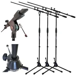 keepdrum 3x Mikrofonständer mit Galgen, Mikrofonständer, Schwarz