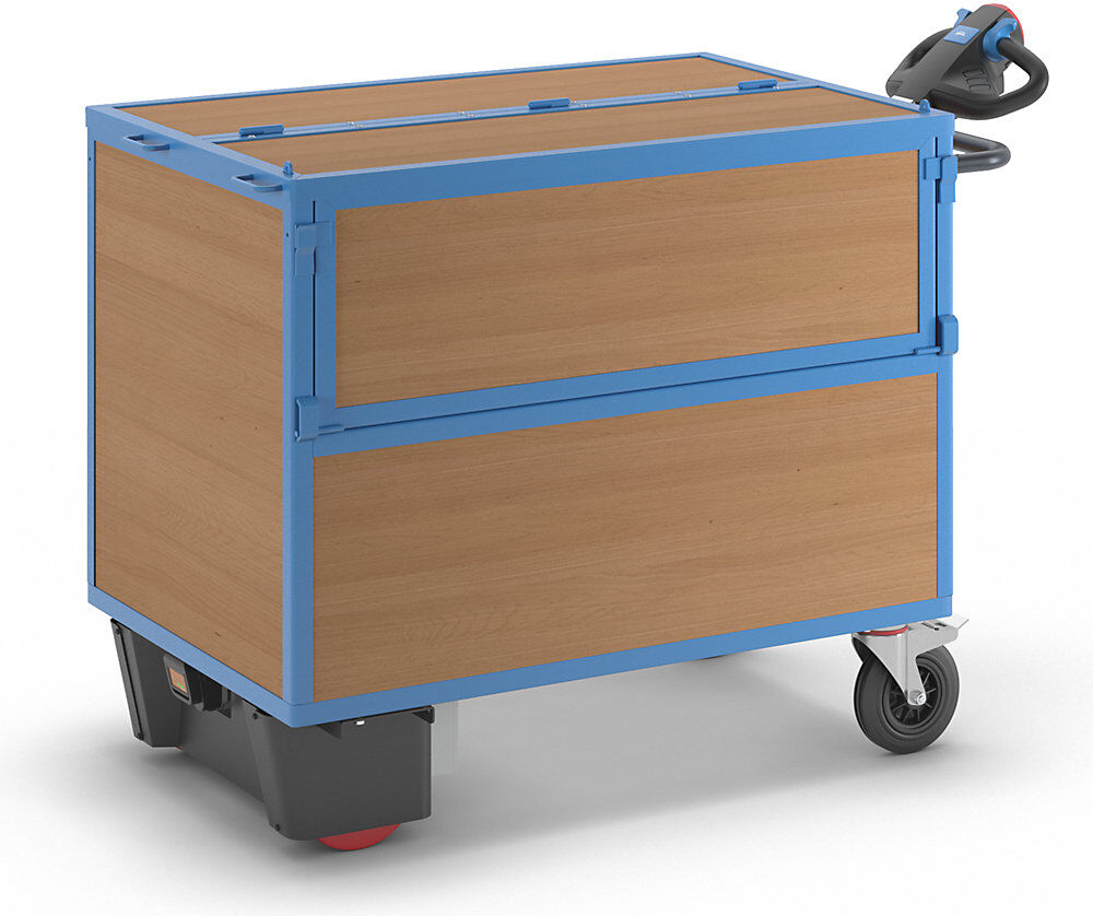 Kastenwagen mit Elektroantrieb, Wände aus MDF-Platten, mit Deckel, LxBxH 1630 x 830 x 1200 mm eurokraft pro