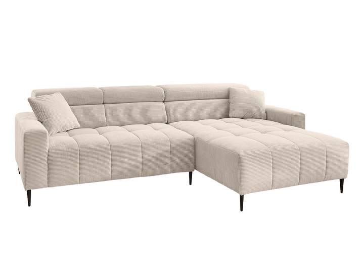 Ecksofa Cord beige elektrisch ausfahrbar 256 cm - OT rechts - SIMPLE