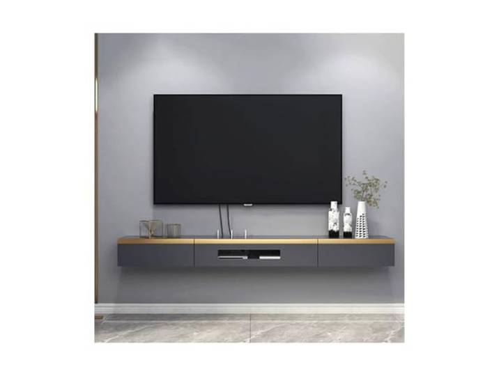 Hhmmei2024-23 Schwebender TV-Schrank an der Wand Entertainment-Center-TV-Konsole mit Stauraum, DVD-Player-Medien Entertainment-Center(Grigio,180x17.8x25.6cm)