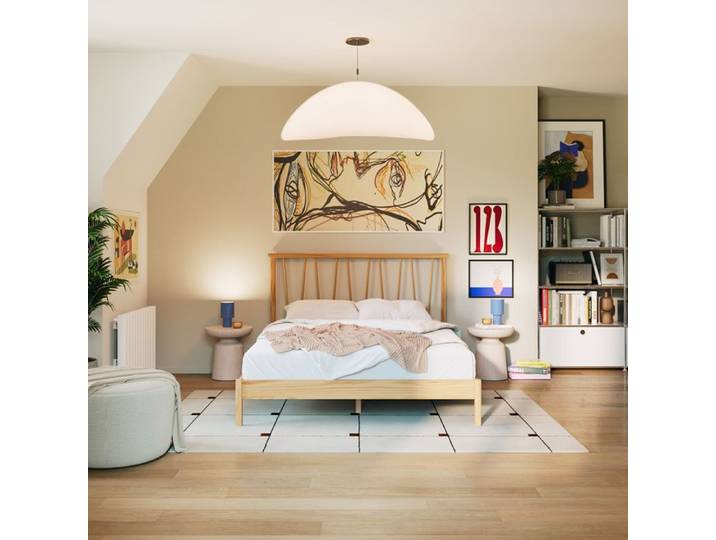 SLOME Lit barreaux 1P bois de pin LENI 90x190cm