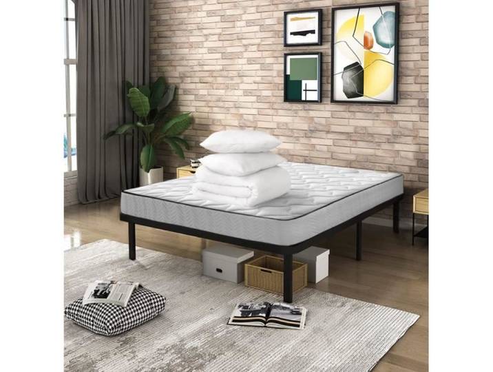 Pack Matelas + Sommier - IZTOSS - 140x190cm - Ressorts ensachés - Mousse HR - Equilibré