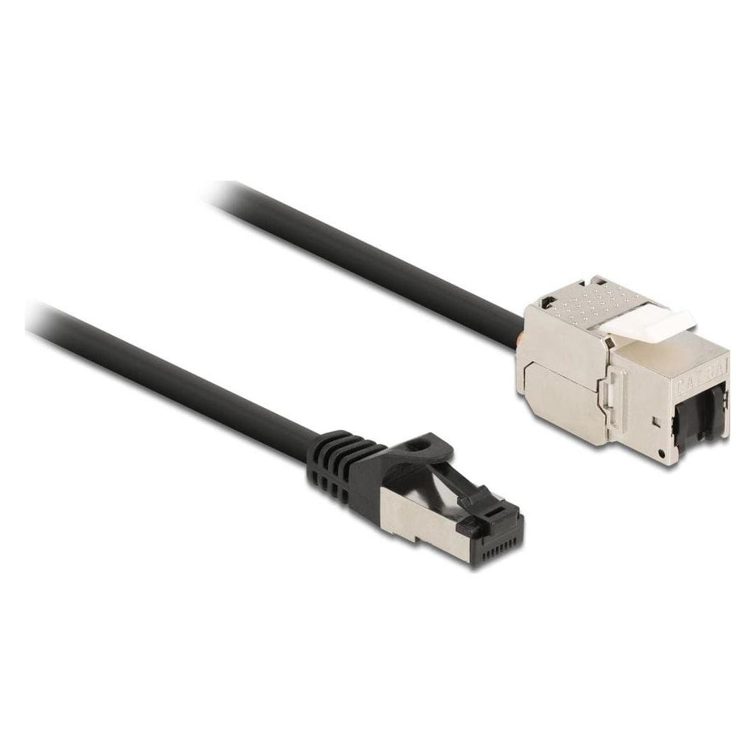 Delock Kabel RJ45 Stecker zu Keystone Modul RJ45 Buchse Cat.6A 3 m schwarz (S/FTP, CAT6a, 3 m) (87029)