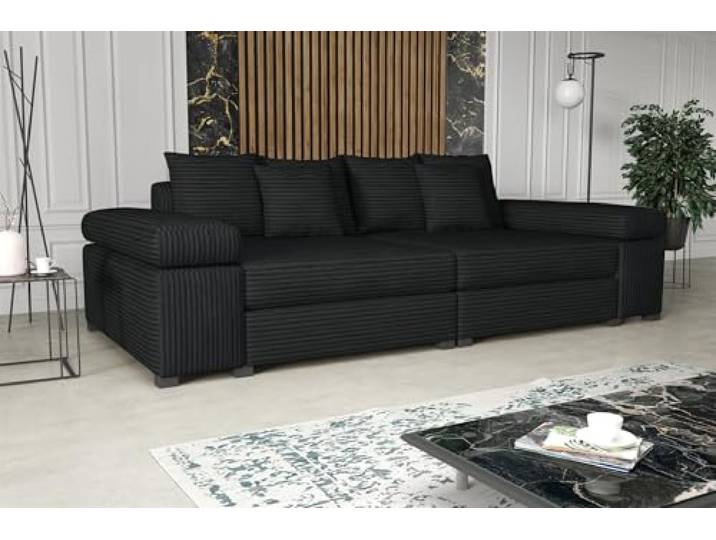 Big Sofa Couchgarnitur Megasofa Riesensofa AREZZO in Stoff Tilia (Schwarz)