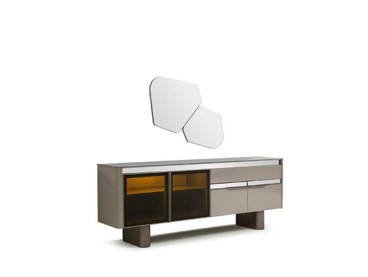 JVmoebel Konsole Konsole mit Spiegel in elegantem Beigeton (Packung, 2 St., Konsole, Spiegel), Made in Europa